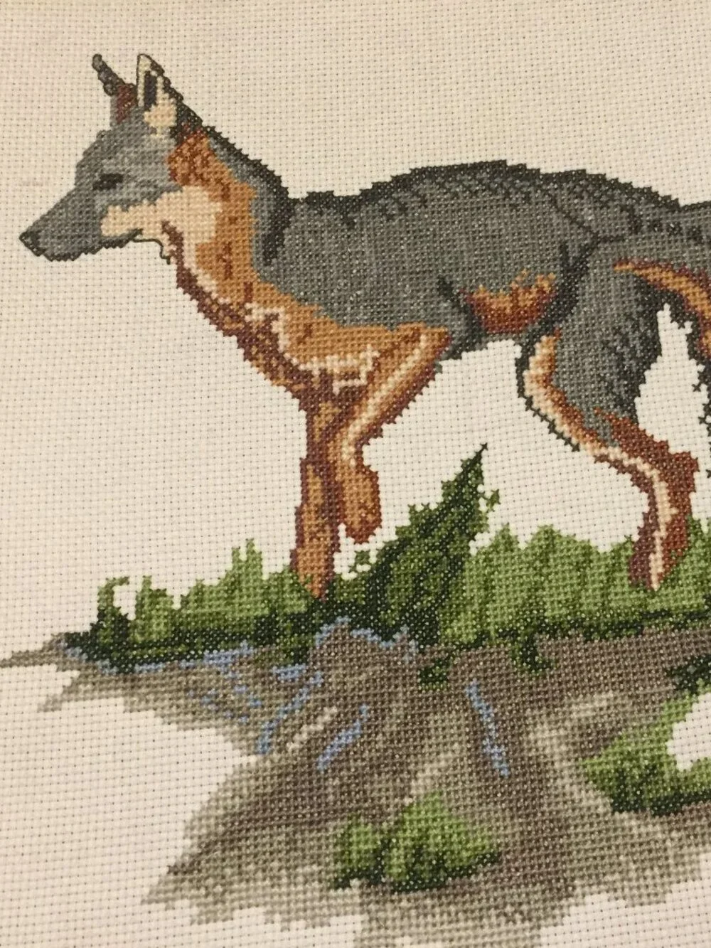 Vintage Hand Crafted Needlepoint Fox Wall Hanging 16